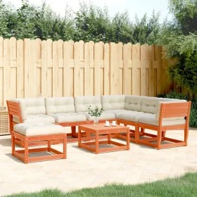 Set muebles jardín 7 pzas con cojines madera pino marrón cera de , Conjuntos de jardín - Ref: Foro24-3216937, Precio: 796,02 ...