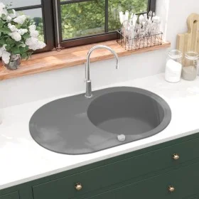Fregadero de cocina de granito con un seno ovalado gris de , Fregaderos - Ref: Foro24-142959, Precio: 198,36 €, Descuento: %