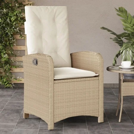 Silla de jardín reclinable con cojines ratán sintético beige de , Sillas de jardín - Ref: Foro24-365164, Precio: 142,24 €, De...