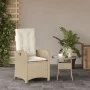 Silla de jardín reclinable con cojines ratán sintético beige de , Sillas de jardín - Ref: Foro24-365164, Precio: 142,24 €, De...
