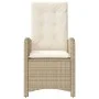 Silla de jardín reclinable con cojines ratán sintético beige de , Sillas de jardín - Ref: Foro24-365164, Precio: 142,24 €, De...