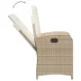 Silla de jardín reclinable con cojines ratán sintético beige de , Sillas de jardín - Ref: Foro24-365164, Precio: 142,24 €, De...