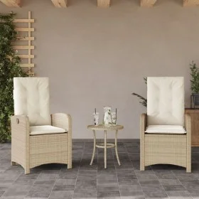Sillones reclinables de jardín con cojines beige 2 uds ratán PE de , Sillas de jardín - Ref: Foro24-365172, Precio: 267,25 €,...