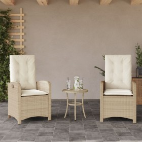 Sillones reclinables de jardín con cojines beige 2 uds ratán PE de , Sillas de jardín - Ref: Foro24-365172, Precio: 214,45 €,...