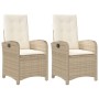 Sillones reclinables de jardín con cojines beige 2 uds ratán PE de , Sillas de jardín - Ref: Foro24-365172, Precio: 214,45 €,...