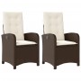 Sillones reclinables jardín con cojines marrones 2 uds ratán PE de , Sillas de jardín - Ref: Foro24-365170, Precio: 226,43 €,...