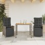 Set comedor de jardín 3 piezas con cojines ratán sintético gris en Conjuntos de jardín | Comprar online en Foru.es