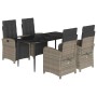 Set comedor de jardín 5 piezas con cojines ratán sintético gris de , Conjuntos de jardín - Ref: Foro24-3212559, Precio: 637,7...