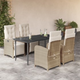 Set comedor de jardín 5 pzas con cojines ratán sintético beige de , Conjuntos de jardín - Ref: Foro24-3212573, Precio: 679,80...