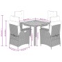Set comedor de jardín 5 piezas con cojines ratán sintético gris en Conjuntos de jardín | Comprar online en Foru.es