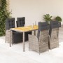 Set comedor de jardín 5 piezas con cojines ratán sintético gris en Conjuntos de jardín | Comprar online en Foru.es