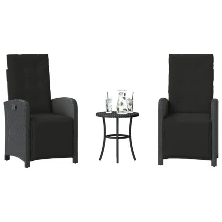 Mesita y sillas con cojines 3 piezas ratán sintético negro de , Conjuntos de jardín - Ref: Foro24-365201, Precio: 335,01 €, D...