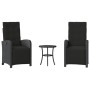 Mesita y sillas con cojines 3 piezas ratán sintético negro de , Conjuntos de jardín - Ref: Foro24-365201, Precio: 297,33 €, D...