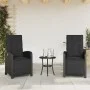 Mesita y sillas con cojines 3 piezas ratán sintético negro de , Conjuntos de jardín - Ref: Foro24-365201, Precio: 335,01 €, D...