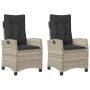 Sillones reclinables de jardín con cojines gris 2 uds ratán PE de , Sillas de jardín - Ref: Foro24-365222, Precio: 226,79 €, ...