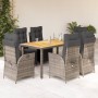 Set comedor jardín 7 pzas y cojines ratán sintético gris en Conjuntos de jardín | Comprar online en Foru.es