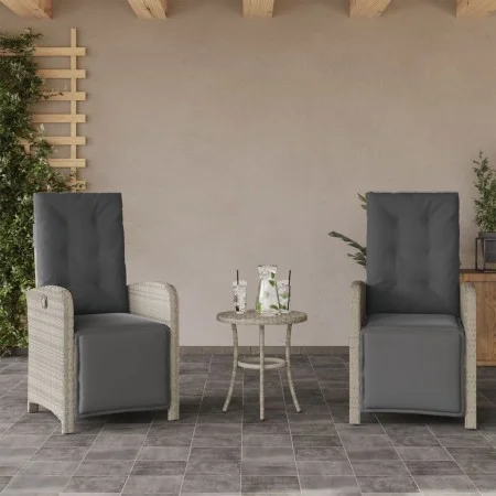 Sillón reclinable jardín y reposapiés 2 uds ratán PE gris claro de , Sillas de jardín - Ref: Foro24-365198, Precio: 295,43 €,...