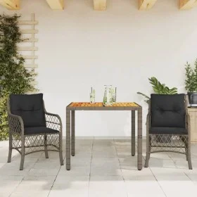 Sillas y mesita de jardín con cojines 3 piezas ratán PE gris de , Conjuntos de jardín - Ref: Foro24-3212048, Precio: 288,29 €...