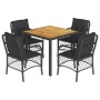 Set de muebles jardín 5 pzas con cojines ratán sintético negro de , Conjuntos de jardín - Ref: Foro24-3212043, Precio: 445,67...