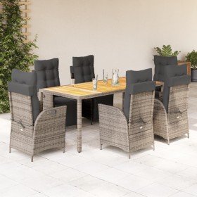 Set comedor jardín 7 pzas y cojines ratán sintético gris en Conjuntos de jardín | Comprar online en Foru.es