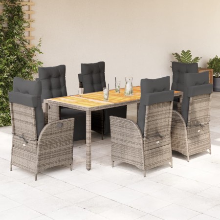 Set comedor jardín 7 pzas y cojines ratán sintético gris en Conjuntos de jardín | Comprar online en Foru.es