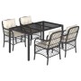 Set de muebles jardín 5 pzas con cojines ratán sintético negro de , Conjuntos de jardín - Ref: Foro24-3212020, Precio: 496,41...