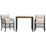 Mesita y sillas con cojines 3 piezas ratán sintético negro de , Conjuntos de jardín - Ref: Foro24-3212036, Precio: 297,27 €, ...