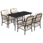 Set comedor de jardín 5 piezas y cojines ratán sintético marrón de , Conjuntos de jardín - Ref: Foro24-3212112, Precio: 467,1...
