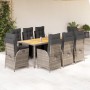 Set comedor jardín 9 pzas y cojines ratán sintético gris en Conjuntos de jardín | Comprar online en Foru.es