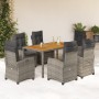 Set comedor jardín 7 pzas y cojines ratán sintético gris de , Conjuntos de jardín - Ref: Foro24-3212675, Precio: 836,72 €, De...