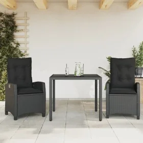 Set comedor de jardín 3 pzas con cojines ratán sintético negro de , Conjuntos de jardín - Ref: Foro24-3212635, Precio: 372,68...