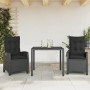 Set comedor de jardín 3 pzas con cojines ratán sintético negro de , Conjuntos de jardín - Ref: Foro24-3212635, Precio: 358,84...