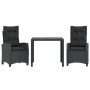 Set comedor de jardín 3 pzas con cojines ratán sintético negro de , Conjuntos de jardín - Ref: Foro24-3212635, Precio: 358,84...