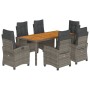 Set comedor jardín 7 pzas y cojines ratán sintético gris de , Conjuntos de jardín - Ref: Foro24-3212677, Precio: 860,18 €, De...