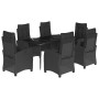 Set de comedor de jardín 7 pzas y cojines ratán sintético negro de , Conjuntos de jardín - Ref: Foro24-3212747, Precio: 888,3...