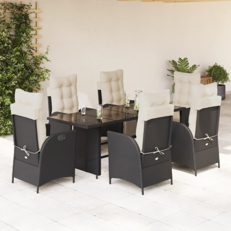 Set de comedor de jardín 7 pzas y cojines ratán sintético negro en Conjuntos de jardín | Comprar online en Foru.es
