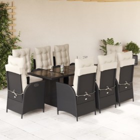 Set de comedor de jardín 9 pzas y cojines ratán sintético negro en Conjuntos de jardín | Comprar online en Foru.es