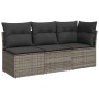 Sofá de jardín de 3 plazas con cojines ratán sintético gris de , Sofás de exterior - Ref: Foro24-366138, Precio: 184,98 €, De...