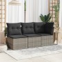 Sofá de jardín de 3 plazas con cojines ratán sintético gris de , Sofás de exterior - Ref: Foro24-366138, Precio: 184,98 €, De...