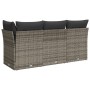 Sofá de jardín de 3 plazas con cojines ratán sintético gris de , Sofás de exterior - Ref: Foro24-366138, Precio: 184,98 €, De...
