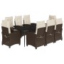 Set comedor para jardín 9 pzas y cojines ratán sintético marrón de , Conjuntos de jardín - Ref: Foro24-3212770, Precio: 1,00 ...