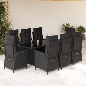 Set de comedor de jardín 9 pzas y cojines ratán sintético negro en Conjuntos de jardín | Comprar online en Foru.es