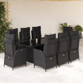 Set de comedor de jardín 9 pzas y cojines ratán sintético negro en Conjuntos de jardín | Comprar online en Foru.es