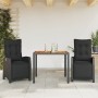 Set comedor de jardín 3 pzas con cojines ratán sintético negro de , Conjuntos de jardín - Ref: Foro24-3212906, Precio: 387,32...