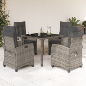 Set comedor de jardín 5 piezas con cojines ratán sintético gris de , Conjuntos de jardín - Ref: Foro24-3212895, Precio: 609,4...