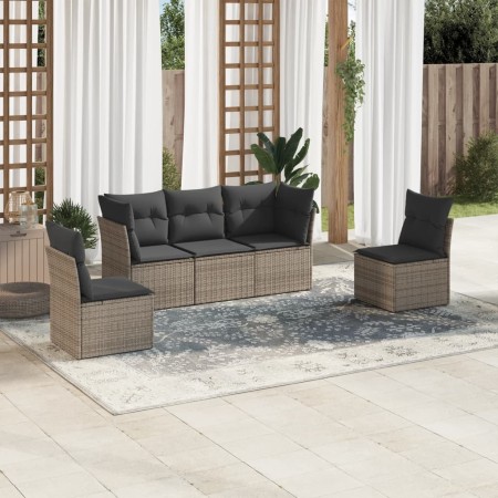 Juego de sofás jardín con cojines 5 pzas ratán sintético gris de , Conjuntos de jardín - Ref: Foro24-3249189, Precio: 291,16 ...