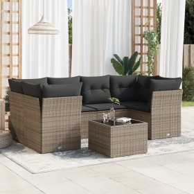 Set de sofás de jardín 7 piezas con cojines ratán PE gris de , Conjuntos de jardín - Ref: Foro24-3249109, Precio: 443,42 €, D...