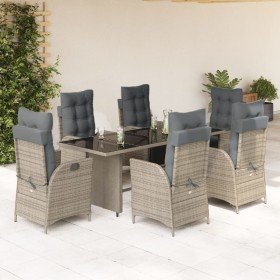 Set comedor jardín 7 pzas y cojines ratán sintético gris en Conjuntos de jardín | Comprar online en Foru.es