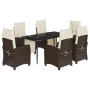 Set comedor de jardín 7 pzas con cojines ratán sintético marrón de , Conjuntos de jardín - Ref: Foro24-3212978, Precio: 943,9...