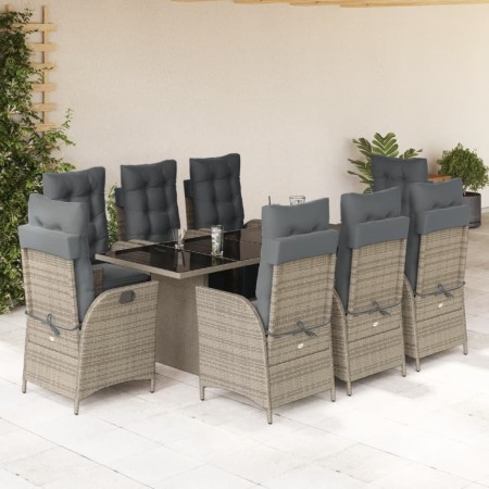 Set comedor jardín 9 pzas y cojines ratán sintético gris en Conjuntos de jardín | Comprar online en Foru.es